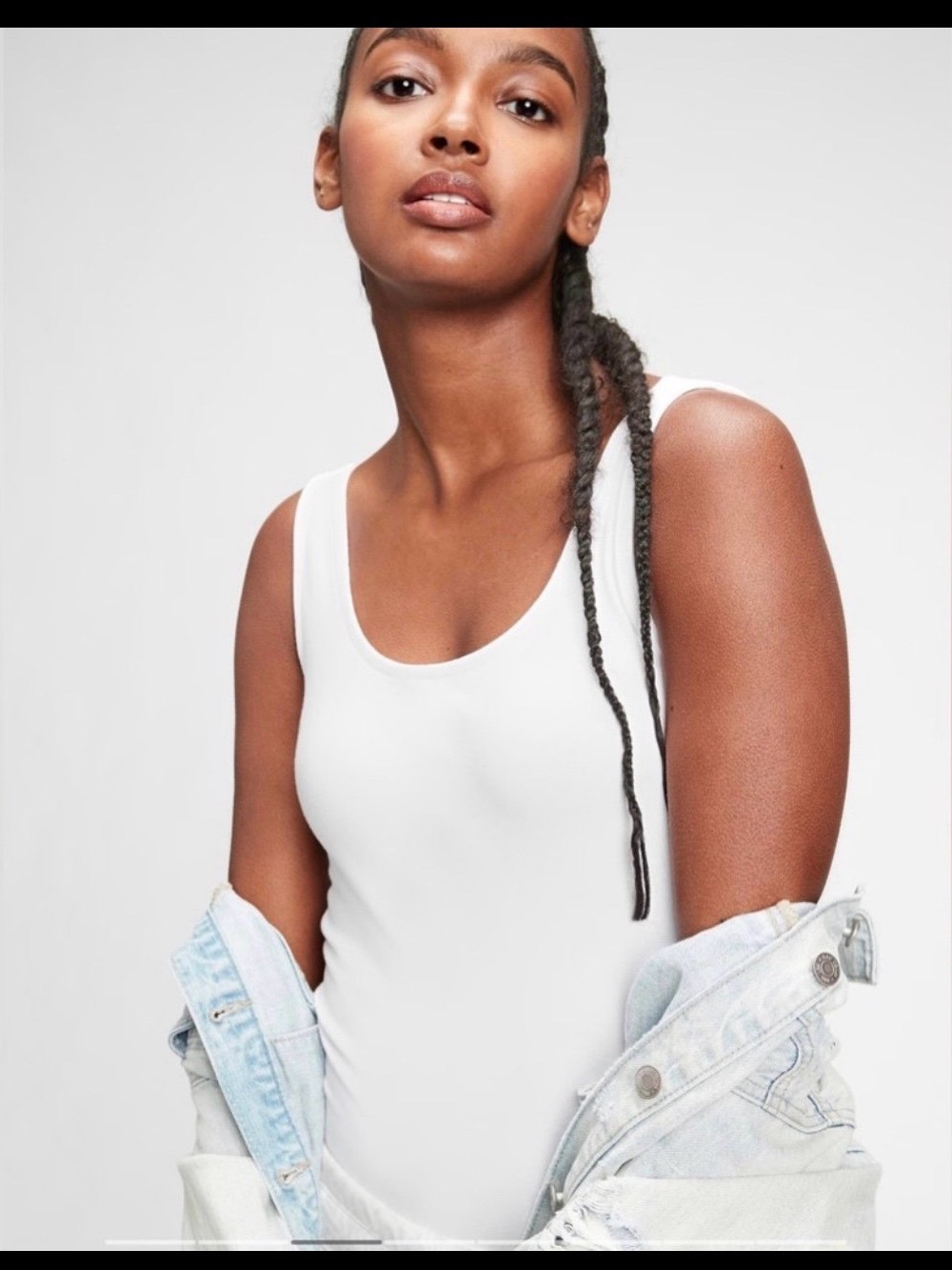 GAP Classic White Scoop Neck Bodysuit Top